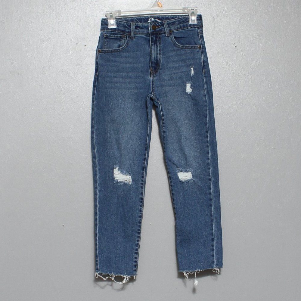 Art class target girlfriend distressed raw hem rigid denim jeans